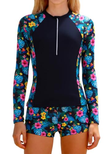 Image of TUONROAD Girls Rash Guard Swimsuit Long Sleeve Padded Bathing Suits 11-16Y