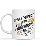 Gift Idea Funny Gift for Speech Therapist Mom,speech Therapist By Day By Night, Present for Mom, Coworkers, Friends 11 Oz White Ceramic Coffee Mug