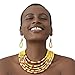 N-BOOMOR African Choker Necklace Layered Collar Necklace Chunky Tribal Style Statement Necklace African Jewelry for Women, with 2 Earrings, Yellow Set