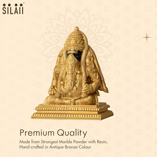 Image of SILAII Pillayarpatti Karpaga Vinayagar Idol - Sacred Wish-Granting Ganesha Murti Showpiece & Statue for Home Decor, Pooja Room, House Warming Gifts (Gold, 9 INCHES)