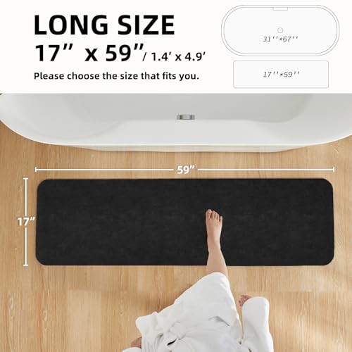 TYUU Thin Bath Mat Runner, Bathroom Rugs Non Slip Washable, 17x59 Black by TYUU - Used condition - Image 2