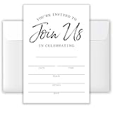 ATOERNCSO 4x6 ‘Join Us’ All-Occasion Invitations (20 Cards + 20 Envelopes) - Versatile Black & White Celebration Invites.(042)