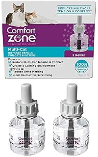 Comfort Zone Cat Calming MultiCat Diffuser Refill, Cat Pheromone Spray, 2 Pack, Original