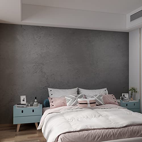 3yecao 24"×354" Wide Thick Dark Grey Black Concrete Wallpaper Peel and Stick 3D Faux Darker Gray Concrete Cement Contact Paper Stained Vinyl Wrap Matte Wall Sticker for Walls Bedroom Basement Bathroom by 3yecao - Used condition - US$34.69