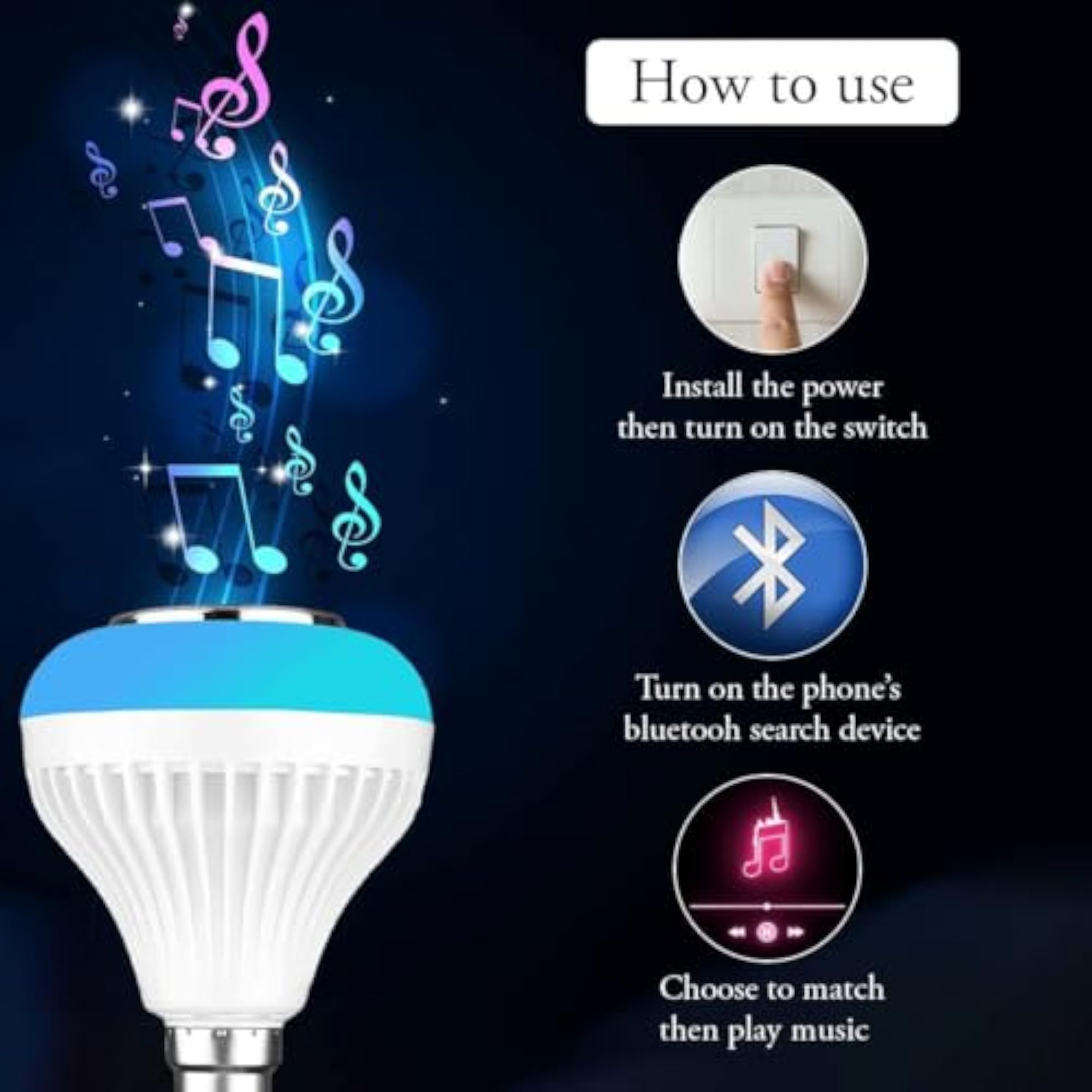 LED Multicolour Speaker Bulb