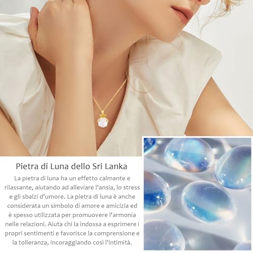 Quinta immagine Lueaurra Collana Pietra di Luna Lucciola per Donna, Regalo Originale per Ragazza Adolescente, Figlia, Mamma, Sorella o Amica per Compleanno e Natale