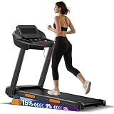 UMAY Tapis Roulant Salvaspazio con Inclinazione 15%, Tapis Roulant Elettrico 12KM/H, Tapirulan Pieghevole da Casa con Motore da 3.0 HP e Display LED, Carico Massimo 136KG