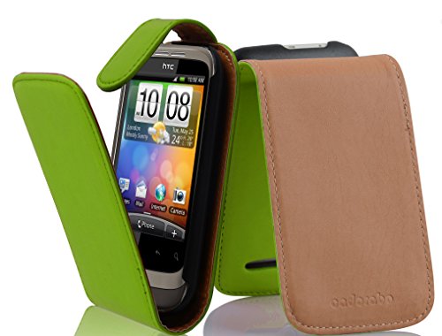 cadorabo Coque pour HTC Wildfire en Vert Perroquet - Housse Protection en Style Flip en Similicuir...