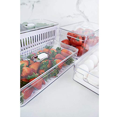 OU, OF200NT, Organizador de Geladeira Empilhável 2.8L Clear Fresh com Respiradouro Frutas Legumes Ve