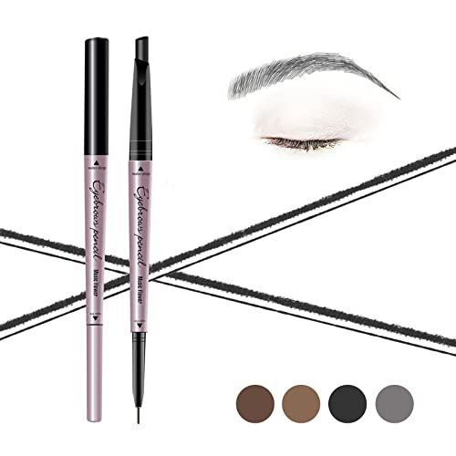 Music Flower lápiz cejas impermeable, lápiz de cejas de doble punta, maquillaje de ojos de larga duración a prueba de manchas, Negro