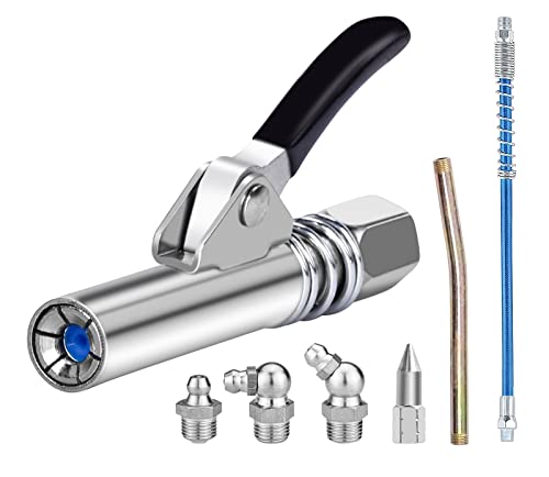 ETELIAR Pistola de Engrase G Acoplador Pistola de Grasa Acoplador de Pistola de Engrase Boquilla de Engrase con Manguera de 12" para Todo Tipo e Pistolas de Engrase Cover