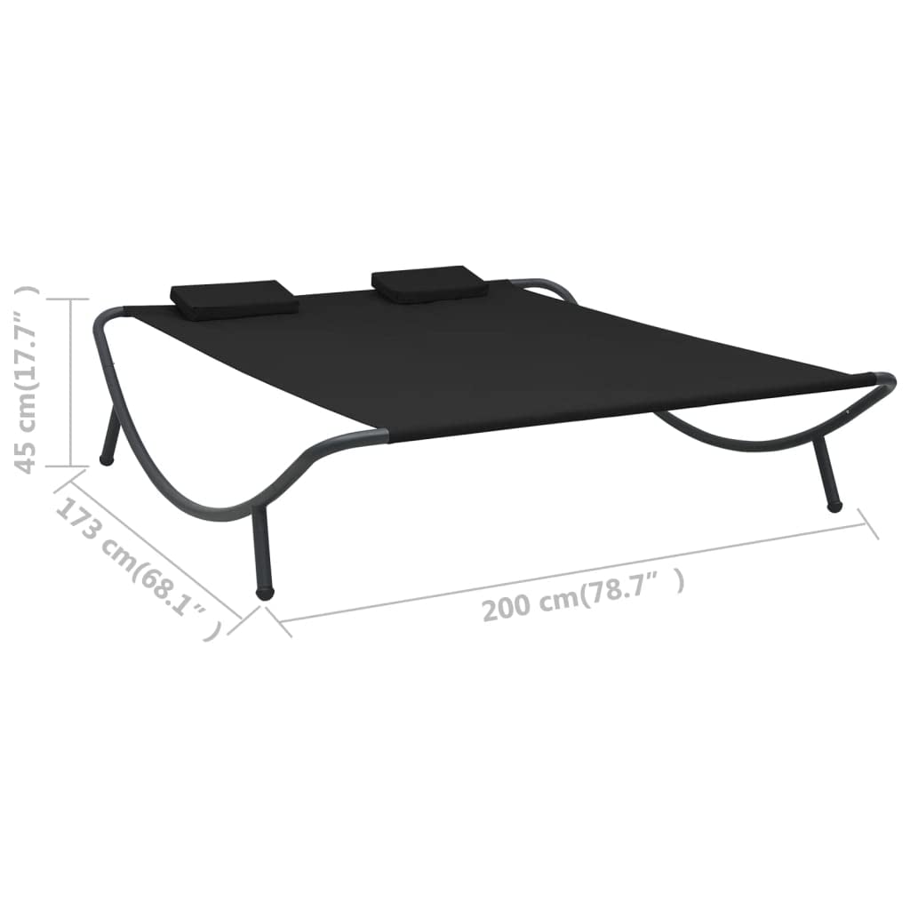 vidaXL Chaise Longue d'extérieur Tissu Noir
