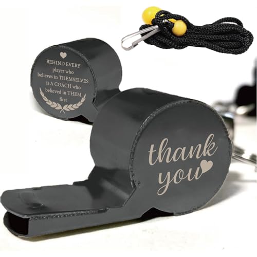 Silbato deportivo con cordón negro de acero inoxidable miniatura 1