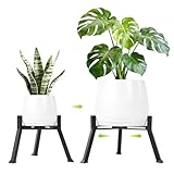 Oiyeefo Metal Plant Stand Indoor Outdoor- Adjustable Plant Stand, Stable Corner Plant Stand Indoor Outdoor Fits 8.2 to 11 Inches Pots, Heavy Duty Stable Plant Pot Flower Holder, Black - 1 Pack