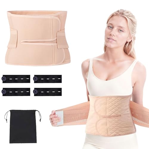 Postpartum Belly Wrap - Postpartum Essentials Post Partum Women Belly Belt, Waist Pelvis Abdominal Binder After Pregnancy Postpartum Belly Band After Birth Brace, C Section Recovery Belt(Beige, M)