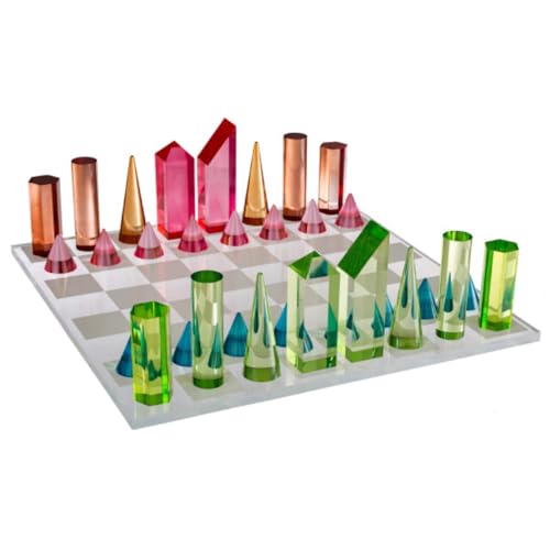 Modern Chess Set - Acrílico con 32 piezas coloridas miniatura 1