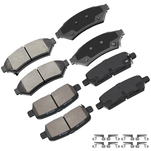 cciyu D1075 D999 Brake Pads w/Hardware Front Rear Disc Brake Pad Set