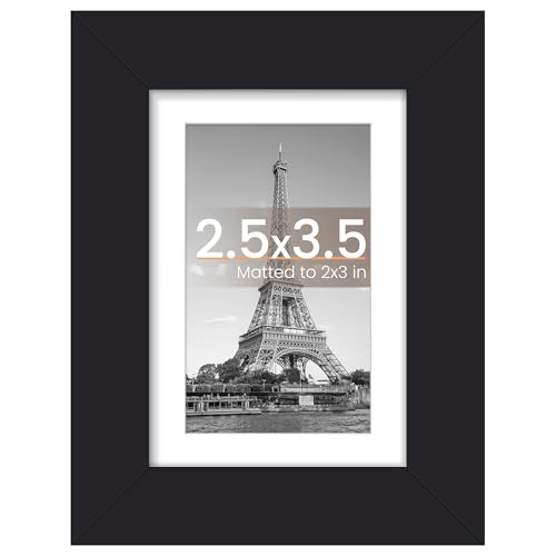 Image of upsimples 2.5x3.5 Picture Frame, Display Pictures 2x3 with Mat or 2.5x3.5 Without Mat, Wall Hanging Photo Frame, Black, 1 Pack