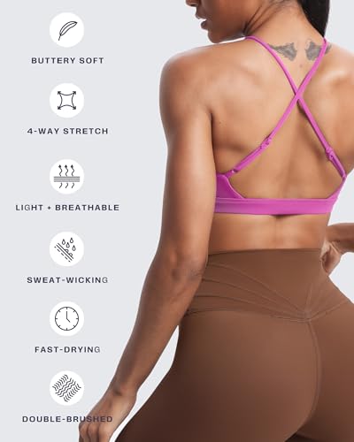 Image of Aoxjox Women's Workout Sports Bras Jamie Deep V Fitness Training Gym Bra Yoga Crop Tank