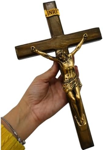 Crucifixo de Parede em Madeira e Resina Imagem Jesus Cristo Catól...