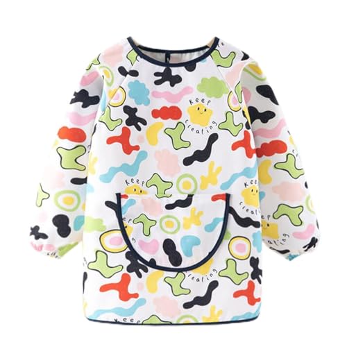 JEYORZY 1 pcs Bata Pintura Niños, Delantal para Niños, Delantal Infantil para Pintar, Babi Escolar Infantil Babis Escolares Impermeable con Mangas y Bolsillo Pintura Blusa para Pintura Cocina Escuela