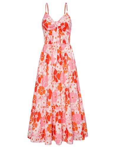 GRACE KARIN Women's 2025 Summer Maxi Dress Floral Tie Front Spagh...