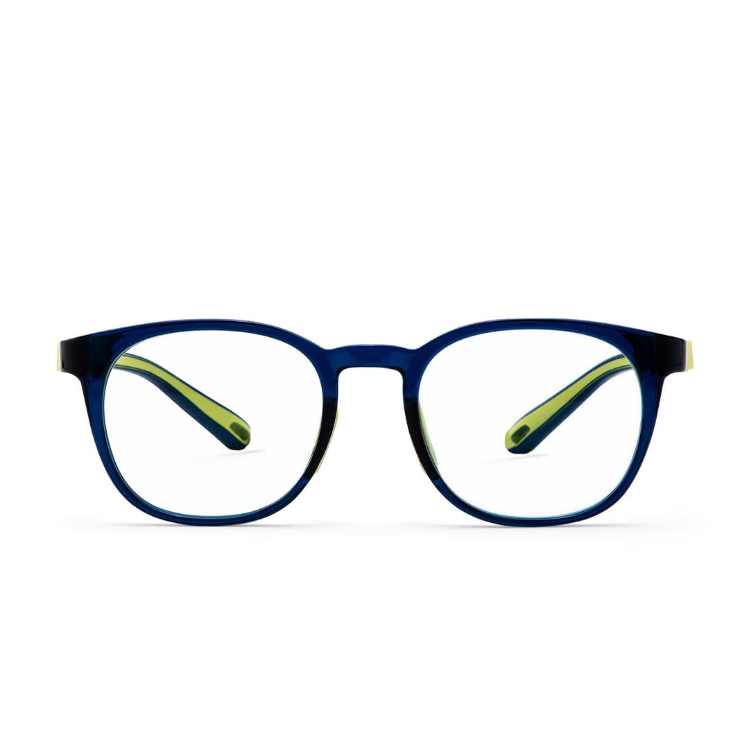 Intellilens Gafas redondas de computadora para niños para protección ocular, cero potencia, antirreflejos y filtro de luz azul, lentes de corte azul para niños y niñas