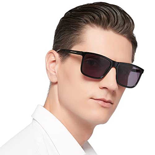 MARE AZZURO Oversized Square Reader Sunglasses +1.25 Men Outdoor Sun Reading Glasses 1.0 1.25 1.5 1.75 2.0 2.25 2.5 2.75 3.0 3.5 (Black, 1.25)