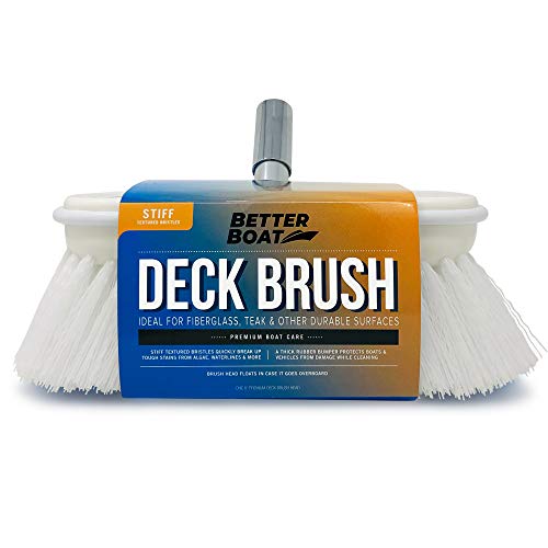 Better Boat Deck Brush Firm Stiff Bristle 8" Head Scrub Cleaning with Bumper