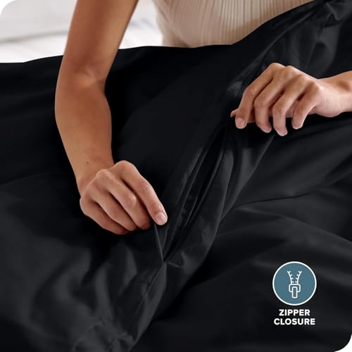 Image of Viewstar Premium Cotton Duvet Cover, Single Size 60x90 Inches, 300 Thread Count, Ultra-Soft, Wrinkle-Free, Cotton-Quilt /Comforter Zipper Cover (Cotton Black)