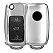 Produktbild kwmobile Autoschlüssel Hülle kompatibel mit VW Skoda Seat 2-3-Tasten Autoschlüssel - TPU Schutzhülle Schlüsselhülle Cover in Silber matt