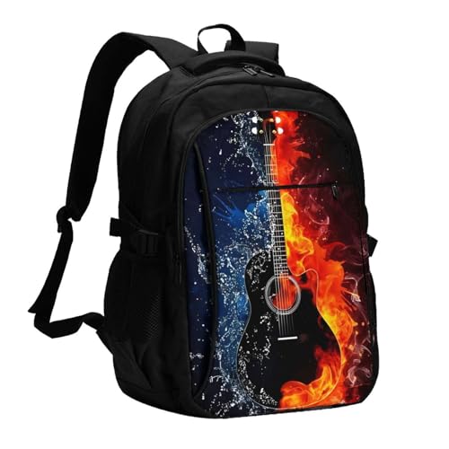 Sac à dos de voyage en forme de guitare noir avec recharge USB intégrée