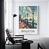 Brighton England Vintage Travel Poster Coast 12x18inch(30x45cm) Canvas Wall Art Posters for Living Room Decor Paintings for Home Decor #2