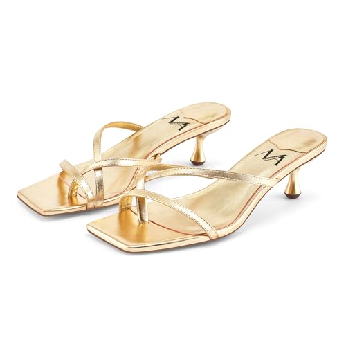 Image of MIRAAZZURRA Kitten Heels for Women Square Toe Flip Flop Low Heel Sandals | Kitten Heels for Women,Flip Flop Thong Heels,Square Toe,Low Heels,Slip On Slide Sandals,Daily Summer Shoes