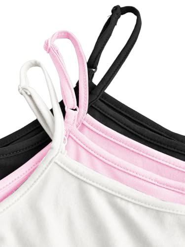 Image of SOLY HUX Girl's Tank Tops 3 Packs Cute Ruched Spaghetti Strap Camisole Slim Fit Undershirts