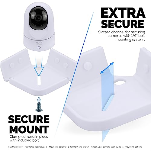 Image of Drill Free Tilted Corner Wall Mount Small Shelf for Baby Monitor, Home Security Cameras and More, Strong VHB Adhesive with Screw Option, Easy to Install, No Mess Brainwavz