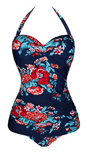 Angerella 50s Retro Vintage One Piece Pin Up Monokinis Floral Print Swimwear