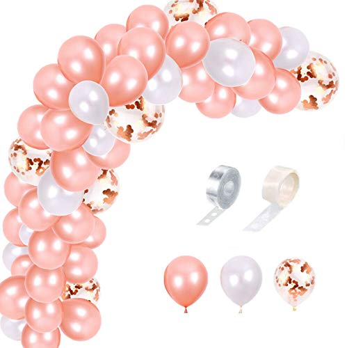 Image of GrandShop Pearl Latex Balloon Arch Decoration Kit (Rose Gold, White) -112 Pieces