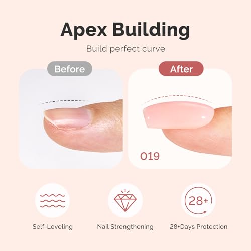 Image of MelodySusie No Wipe Glossy Top Coat Base Coat Builder Gel 019 Set Long Lasting Shine Finish Soak Off UV LED Nail Lamp Nail Art Design Manicure Kit Perfect Gifts for Women Girls 3 Pcs 15ml