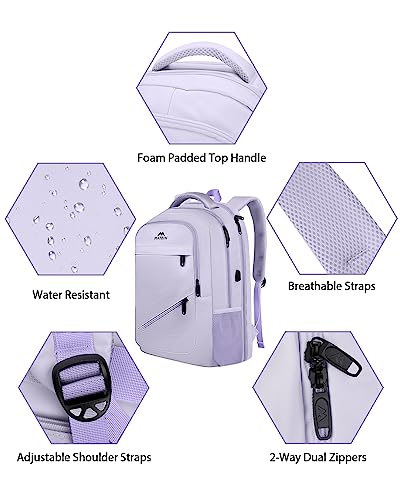 Matein Large Travel Backpack For Womens, Lightweight Carry On Backpack Flight Approved Fit 17 In Laptop, Durable Personal Item Backpacks For Travel Essentials, College Bags For Women, Purple #TOP4
