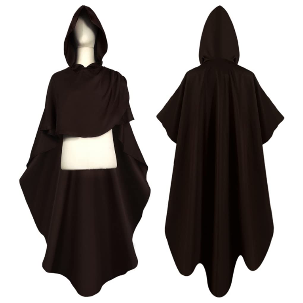 YJZQ Large Halloween Cape Robe Medieval European Men's Outfit Long Hooded Knight Cape Cloak Comic Cosplay Party Costume Fancy Dress for Adults 2XL