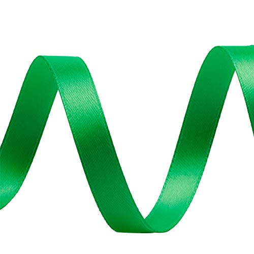 Image of Solid Color Double Faced Green Satin Ribbon 3 /8 inch X 25 Yards, Ribbons Perfect for Crafts, Wedding Decor, Bow Making, Sewing, Gift Package Wrapping and More