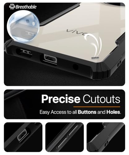 Image of WOW IMAGINE Shock Proof Clear Back Case Mobile Cover for Vivo X300 Pro 5G (Hard | Hybrid PC + TPU | Full Armour Device & Camera Protection | Black)