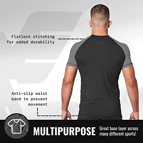 Elite Sports New Item Standard Short Sleeve Compression, Mma, Bjj, No-Gi, Cross Training Rash Guard, Large, Gray #TOP2