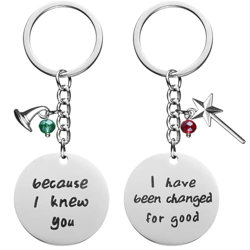 VIYIKAMI Wicked the Musical Keychian Because I Knew You I Have Been Changed for Good Gifts for Sister Friendship BFF Gifts Keychian Set of 2 BFF Couples Accessories Valentines Day Gifts for Fans