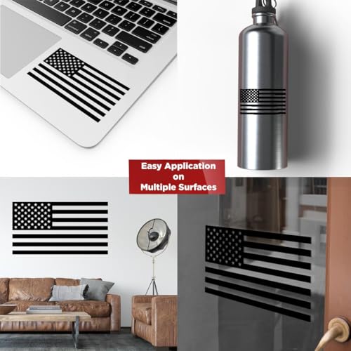 Image of American Flag Vinyl Decal USA Tactical Military Patriotic Subdued (Black) (Set of 2) Premium Waterproof Vinyl Decal Stickers for Car Truck RV Helmet Bumper Window Laptop Rearview Mirror