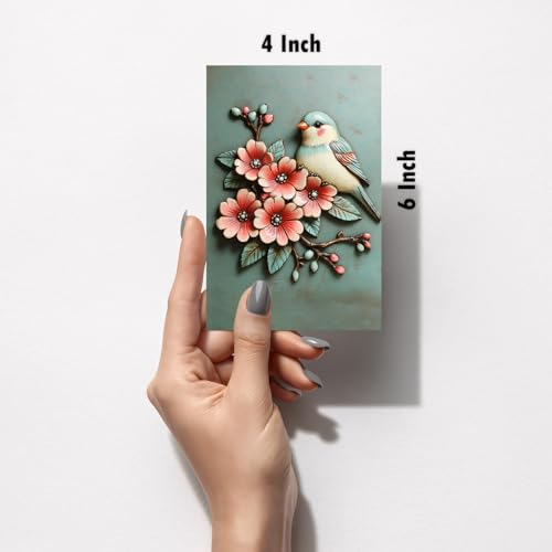 Image of SiddArtify Bird Wall Art Prints Set - Vintage Floral Poster Decor for Living Room Bedroom Office - Set of 2-4x6 Inch - Board (Pack of 6) - Sticker (Pack of 6)