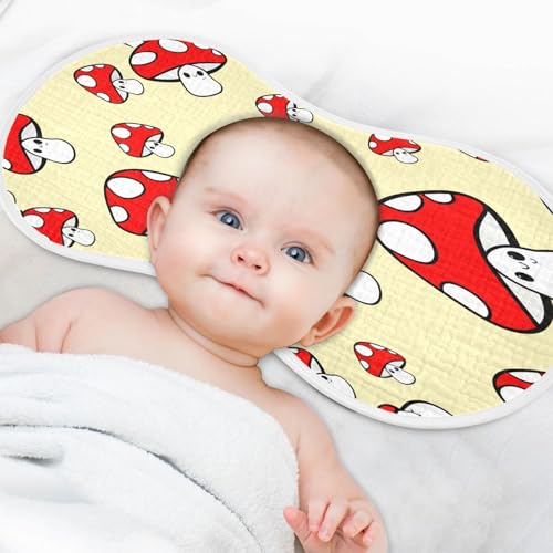 Kigai Mushrooms Burp Cloths for Baby 4-Layer Cotton Muslin Burping Cloths 22x11 inch Super Soft & Absorbent Spit Up Burp Rags for Newborn Boys Girls 2 Pack4