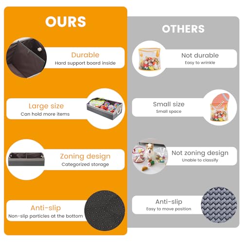 Large Dog Toy Basket With Handle, Foldable Dog Toy Box for Living Room Area, 28.5" Basket for Dog Toys, Clothes, Organizers and Storage with Hard Board, Anti-slip for Pet Toys (Gray, Large) - Image 6