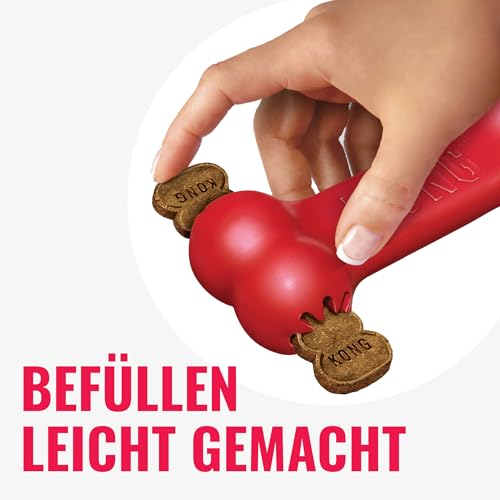 KONG Goodie Bone - Klassischer Hundeknochen aus Naturkautschuk - Leckerlispender - Für Mittelgroße Hunde - Rot